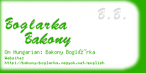 boglarka bakony business card